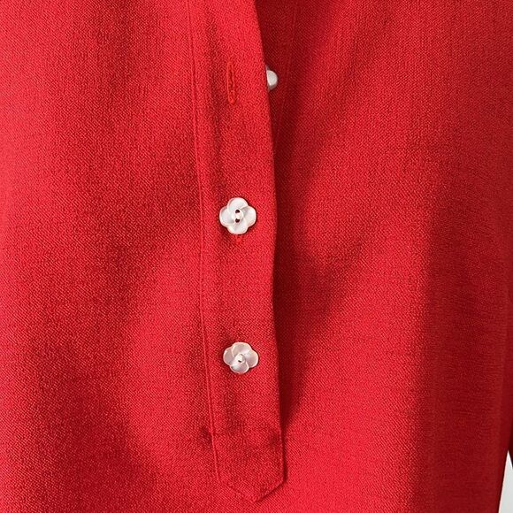 Mary G. Palm Beach Elegant Red W Flower Buttons Dressy Popover NWT SZ S - Picture 2 of 8